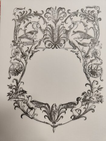 Carta Da Lettere Decorazione Rinascimento , Fiori E Colombi. Carta Fedrigoni Acquarello