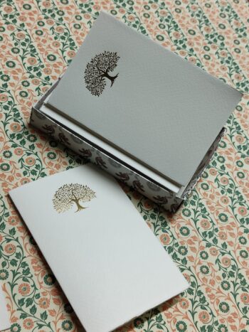 Biglietti Piccoli Doppi Carta Pregiata Albero Oro